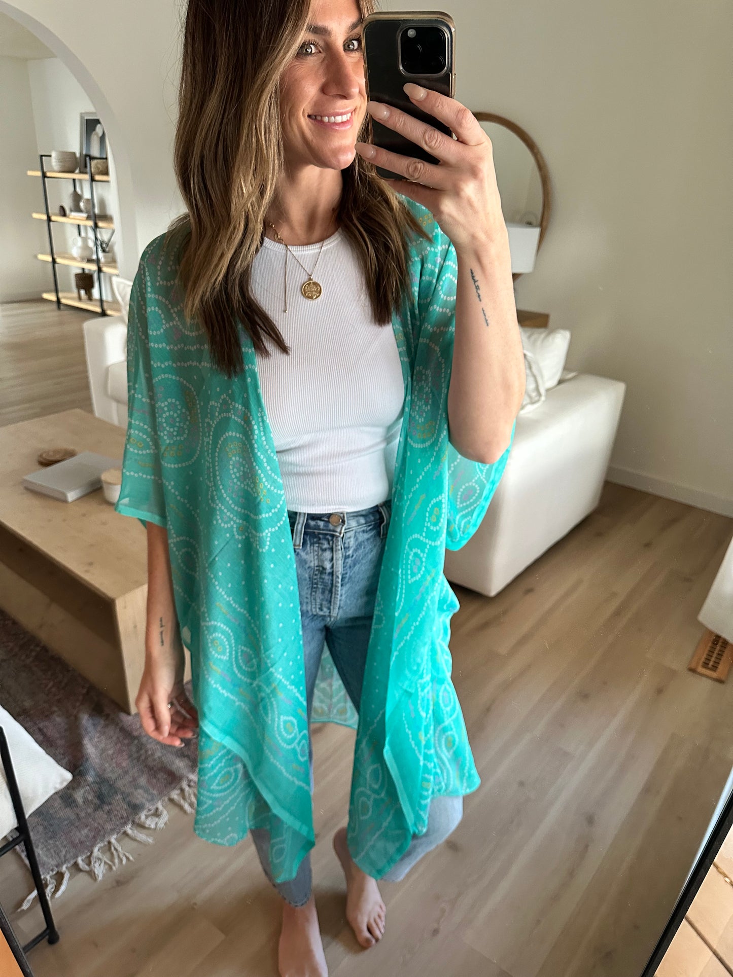 Champagne Hippy- Aqua Marine Kimono